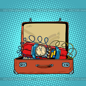 Suitcase with time bomb - vector EPS clipart