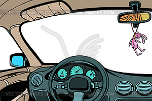 Car, view of inside cabin. Isolate - vector image