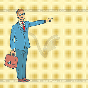 Businessman points way - vector clip art