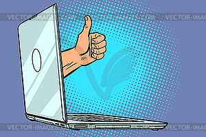 Like thumb up of computer - vector clip art