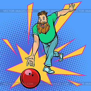 Человек бросает мяч для боулинга - векторный клипарт EPS