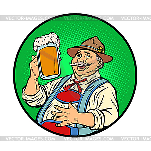 Oktoberfest Bavarian man with beer - vector clipart