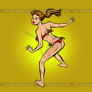 Active woman in bikini - color vector clipart