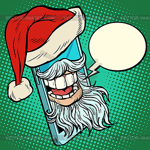 Santa Claus communicates via smartphone - vector clipart