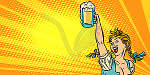 Oktoberfest beer. Woman waitress in traditional - vector clip art