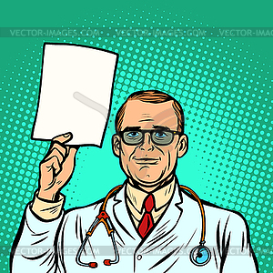 Help information. male doctor. Medicine and health - vector clipart