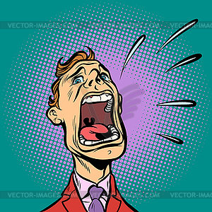 Man screams. panic - vector clipart