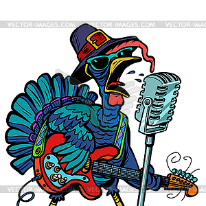Thanksgiving Turkey character singer. Isolate - color vector clipart