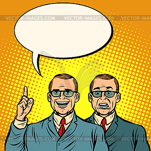 Happy and sad two businessman. Business Finance - vector clip art