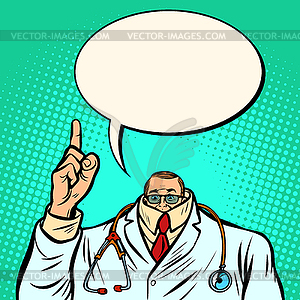 Cowardly male doctor. Medicine and health - vector clipart