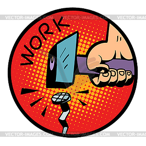 Work symbol, hammer nail - vector clipart