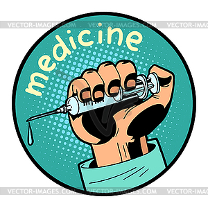 Medicine doctor shot vaccination icon symbol - vector image