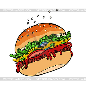 Fast food Burger - color vector clipart