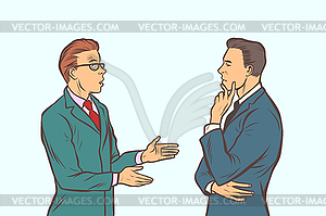Два бизнесмена мозговой штурм. сотрудничество - стоковое векторное изображение
