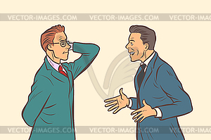 Two businessmen brainstorming. collaboration - vector clipart