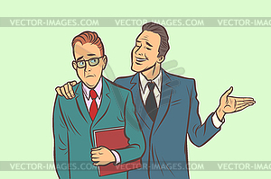 One businessman comforts supports sympathetic - vector clip art