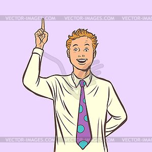 Man idea. index finger up - color vector clipart