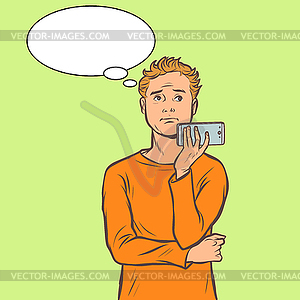 Man talking on smartphone - vector image