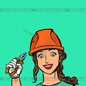 Smiling woman electrician professional - vector clipart