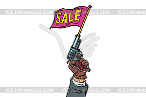 Start of sale, starter pistol. isolate - vector clip art