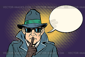 Spy shhh gesture man silence secret - royalty-free vector clipart