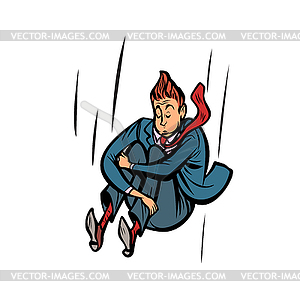 Businessman jump dive - color vector clipart