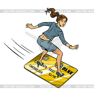 Woman businesswoman and Bank card. isolate - vector image