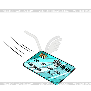 Bank card flies, isolate - vector clipart