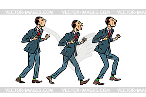 Businessman walks, gait character phase - vector image