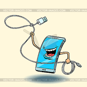 Smartphone and usb cord. lasso - vector clipart