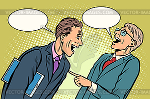 Two businessmen meeting laughing - vector image