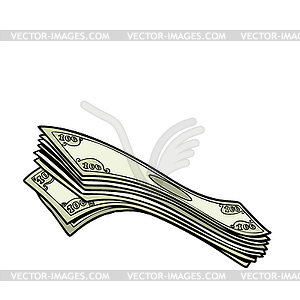 Dollars, us banknotes cash. Bank Finance lottery win - vector image