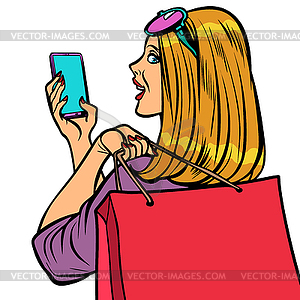 Woman buyer online sale isolate - vector image