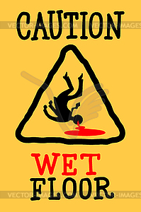 Caution wet floor - vector clip art