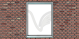 Brick wall with window - vector image