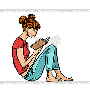 Девушка, читающая книгу - стоковое векторное изображение