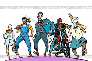 Programmer Baker biker nurse worker isolate - vector clipart