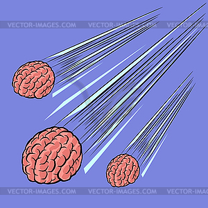 Brain meteor. intelligence of human mind - stock vector clipart