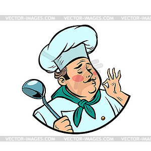 Cook ok gesture, gourmet food taste - vector clipart
