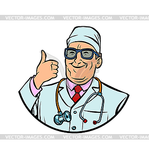 Doctor, thumb up gesture - vector clipart