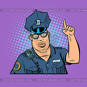 Police index finger up - vector image