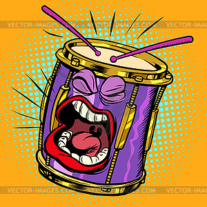 Emoji character emotion drum musical instrument - vector image