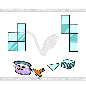 Laying tile, repair work - vector image