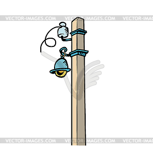 Street electric steel with lamp - vector clip art