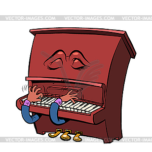 Sad romantic Emoji character emotion piano musical - color vector clipart