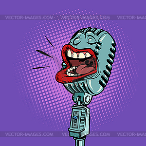 Microphone radio concert podcast music show - vector clip art