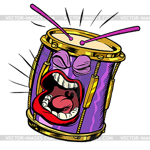 Emoji character emotion drum musical instrument - vector image