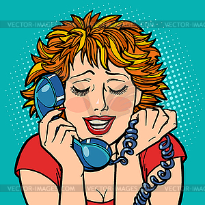 Woman embarrassed embarrassment shame. telephone - vector clipart