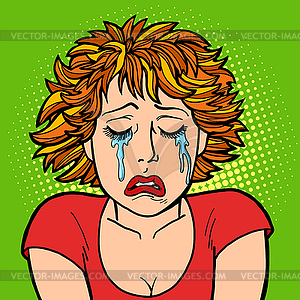 Woman crying human emotions - royalty-free vector image