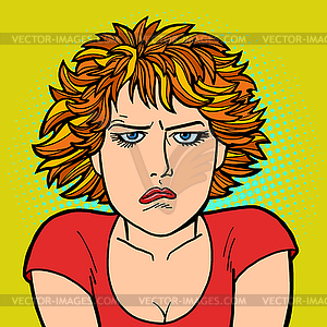 Woman upset sad. human emotion - vector clip art